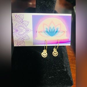 FlowerOfLifeDesignCo Gold Smiley Earrings